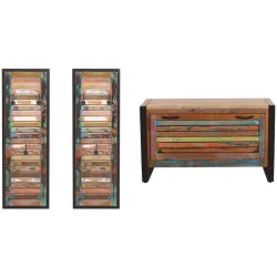Garderobenmöbel Indo Mehrfarbig Holz 85 cm 50 cm - Farbe: bunt - Material: Altholz - Garderobenmöbel