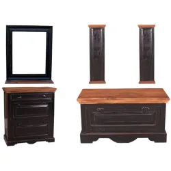 Garderobenmöbel Sica Braun/Schwarz MDF 98 cm 90 cm - Garderobenmöbel