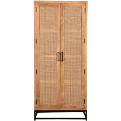 Garderobenschrank Umberto Braun Holz/Rattan 80 cm 180 cm - Farbe: natur - Material: Mango, Rattan - Garderobenschrank
