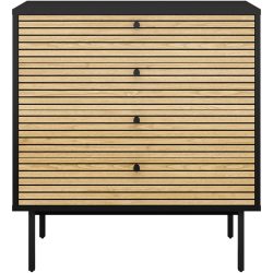 Kommode Diogo Schwarz/Braun MDF 80 cm 40 cm - Farbe: schwarz, natur - Kommode