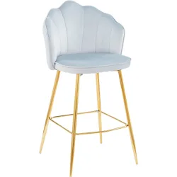Barhocker Pedro Grau Samt 52 cm 100 cm - Farbe: hellgrau - Barhocker