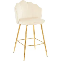 Barhocker Pedro Beige/Gold Samt 52 cm 100 cm - Barhocker