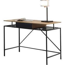 Schreibtisch Josua Schwarz MDF 110 cm - Farbe: natur/schwarz - Schreibtisch