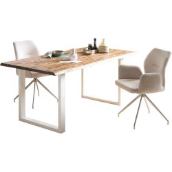 Tisch Sergio Braun/Weiss Holz 160 cm - Farbe: natur/weiss - Material: Akazie - Tisch