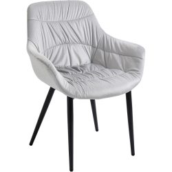 Stuhl Karol Grau Samt/Polyester 63 cm - Farbe: hellgrau - Stuhl