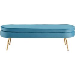 Hocker Khloe Blau/Gold Samt/Metall 142 cm 41 cm - Farbe: Blau, Gold - Material: Samt, Metall - Hocker