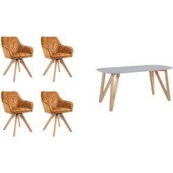 Essgruppe Yasmin Braun Samt - Farbe: cognac - Essgruppe
