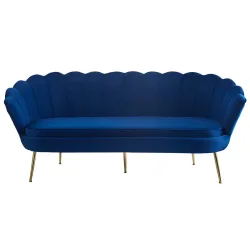 Sofa Pedro Blau Stoff 180 cm 76 cm - Farbe: Dunkelblau - Material: Samt - Sofa