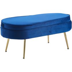 Hocker Khloe Blau/Gold Samt/Metall 99 cm 40 cm - Farbe: Dunkelblau, Gold - Material: Samt, Metall - Hocker