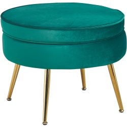 Hocker Khloe Grün/Gold Samt/Metall 52 cm 41 cm - Farbe: Grün, Gold - Material: Samt, Metall - Hocker