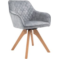 Stuhl Michele Grau Samt 59 cm Drehbar - Stuhl