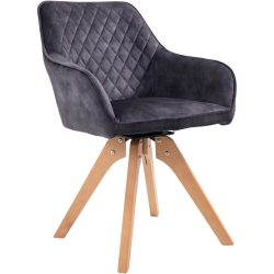 Stuhl Michele Schwarz Samt 59 cm Drehbar - Stuhl