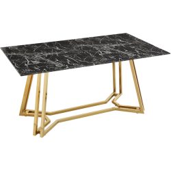 Tisch Calvin Schwarz/Gold/Weiss Glas 160 cm - Tisch