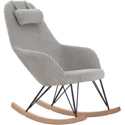 Schaukelstuhl Tristan Grau/Schwarz/Braun Stoff/Metall/Holz 102 cm 66 cm - Farbe: Grau, Schwarz, Natur - Material: Stoff, Metall, Eiche - Schaukelstuhl