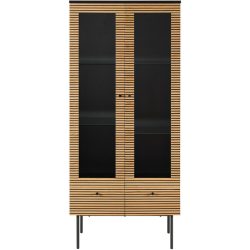Vitrine Nella Schwarz/Braun MDF/Holz 79 cm 179 cm 43 cm - Farbe: natur/schwarz - Material: MDF/Eiche Echtholzfurnier - Vitrine