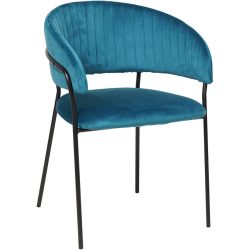 Stuhl Calvin Cyan/Schwarz Samt/Metall 55 cm - Farbe: türkis - Stuhl