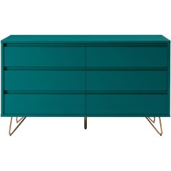 Kommode Austin Blau/Grün/Gold MDF/Metall 120 cm 40 cm - Farbe: Türkis, Gold - Material: MDF, Metall - Kommode