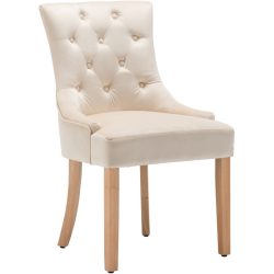 Stuhl 2er-Set Loris Beige Stoff/Holz 56 cm - Farbe: creme - Material: Stoff/Hevea - Stuhl 2er-Set
