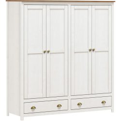 Kleiderschrank Julio Weiss Holz 176 cm 54 cm 185 cm - Material: Kiefer - Kleiderschrank