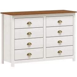 Kommode Julio Weiss/Braun/Bronze Holz/Metall 125 cm 41 cm - Farbe: Weiss, Natur, Bronze - Material: Kiefer, Metall - Kommode