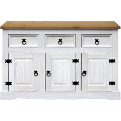 Sideboard Julio Braun/Weiss Holz 130 cm 80 cm - Farbe: weiss/natur - Material: Kiefer - Sideboard