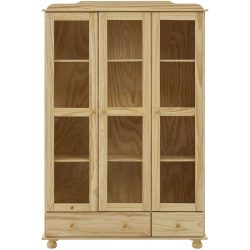 Vitrine Julio Braun Holz/Glas 126 cm 189 cm 35 cm - Farbe: natur - Material: Kiefer/Glas - Vitrine