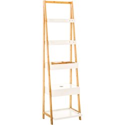 Regal Liana Weiss/Braun Holz/Bambus 41.5 cm 156 cm - Farbe: Weiss, Natur - Material: Holzwerkstoff, Bambus - Regal