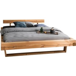 Bett Sheo Braun Holz 180 x 200 cm - Farbe: gelaugt geölt - Material: Kiefer - Bett
