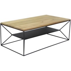 Salontisch Roeb Braun/Schwarz Holz/Metall 110 cm - Farbe: natur geölt, schwarz - Material: Wildeiche, Metall - Salontisch