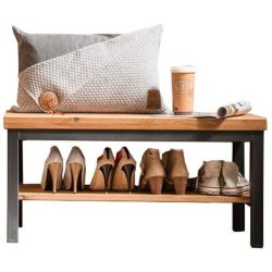 Garderobenbank Webs Braun Holz 90 cm 45 cm - Farbe: natur - Material: Kernbuche - Garderobenbank