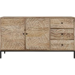 Sideboard Tigano Braun/Weiss<multisep/>Schwarz Holz<multisep/>Metall 42 cm 80 cm - Farbe: Natur, Weiss, Schwarz - Material: Mangoholz, Metall -