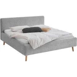 Bett Senja Grau Baumwolle/Polyester 180 x 200 cm - Material: Polyester/Baumwolle - Bett