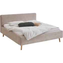 Bett Senja Beige Baumwolle/Polyester 160 x 200 cm - Material: Polyester/Baumwolle - Bett