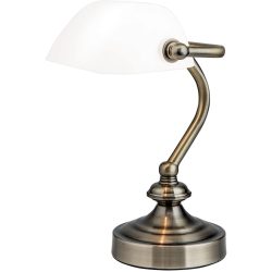 Tischlampe Bankerslamp Stahl 17 cm - Farbe: Opal glänzend - Tischlampe