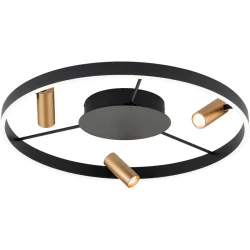 Deckenlampe Ornament Gold/Schwarz Stahl 61.5 cm 61.5 cm - Farbe: schwarz-gold - Lichtfarbe: Warmweiss - Deckenlampe