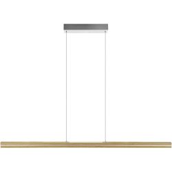 HERZBLUT Pendellampe Dana Braun/Silber Metall/Holz 130 cm 160 cm Höhenverstellbar (manuell) - Farbe: Silber/Braun - LED - Lichtfarbe: Extra warmweiss