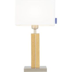 HERZBLUT Tischlampe Dana Q Weiss/Braun Holz 23.5 cm 40 cm - Farbe: natur/weiss - Material: Nickel/Holz - Tischlampe