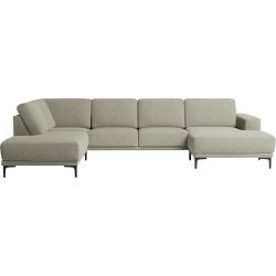 Ecksofa Bivio Beige/Grau Polyester 345 cm 210 cm - Farbe: graubeige - Material: Polyester/Polypropylen - Ecksofa