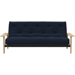 Innovation Bettsofa Rehalp Blau/Braun Stoff/Holz/Metall 230 cm 100 cm Verstellbare Lehne - Farbe: blau, natur - Material: Stoff, Holz, Metall -