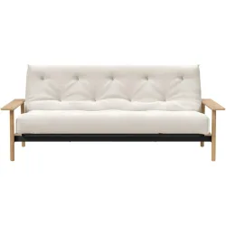 Innovation Bettsofa Rehalp Weiss/Braun Stoff/Holz/Metall 230 cm 100 cm Verstellbare Lehne - Farbe: Offwhite, Natur - Material: Stoff, Holz, Metall -