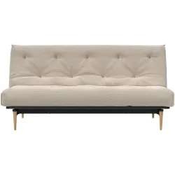 Innovation Bettsofa Rehalp Beige/Braun Stoff/Holz/Metall 200 cm 100 cm Verstellbare Lehne - Farbe: Sand, Natur - Material: Stoff, Holz, Metall -