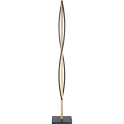 Stehlampe Forde Schwarz Aluminium/Holz 25 cm 151 cm - Farbe: natur/schwarz - LED - Lichtfarbe: Extra warmweiss - Helles Neutralweiss - Stehlampe- LED