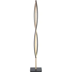 Stehlampe Forde Schwarz Aluminium/Holz 25 cm 151 cm - Farbe: natur/schwarz - LED - Lichtfarbe: Extra warmweiss - Helles Neutralweiss - Stehlampe- LED