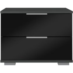 Nachttisch Peyton C Schwarz/Grau Holzwerkstoff/Aluminium/Glas 52 cm - Material: Spanplatte - Nachttisch