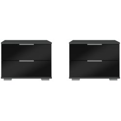 Nachttisch Peyton C Schwarz/Braun Holzwerkstoff/Glas 52 cm - Farbe: schwarz, natur - Material: Spanplatte, Kunststoff - Nachttisch