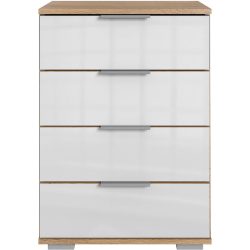 Nachttisch Peyton C Weiss/Braun Holzwerkstoff/Aluminium/Glas 52 cm - Nachttisch
