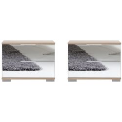 Nachttisch Peyton C Silber/Braun Holzwerkstoff/Glas 52 cm - Farbe: Spiegel, Eiche sägerau - Material: Spanplatte, Spiegelglas - Nachttisch