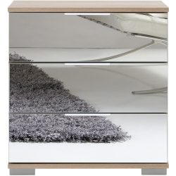 Nachttisch Peyton C Braun Holzwerkstoff/Aluminium/Glas/Kunststoff 52 cm - Farbe: Spiegelglas - Nachttisch