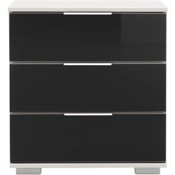 Nachttisch Peyton C Schwarz/Weiss Holzwerkstoff/Glas/Aluminium 52 cm - Nachttisch