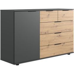 Kommode Shane Braun/Grau Holzwerkstoff 130 cm 41 cm - Farbe: Eiche/graphit - Kommode